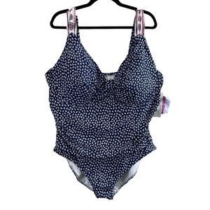 Anne Cole Women’s Plus Size Cottage Floral One-Piece‎ V-Front Swimsuit Sz 24W